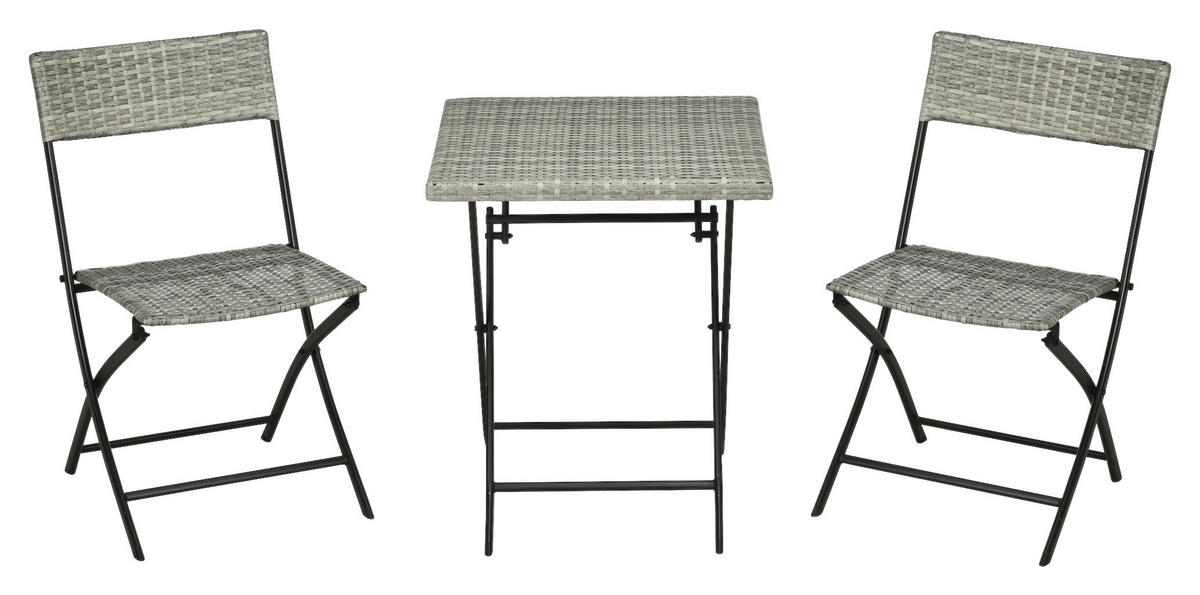 Outsunny Sitzgruppe hellgrau Edelstahl B/H/L: ca. 60x60x72 cm Gartenmöbel-Set - hellgrau (72,00/60,00/60,00cm) - Outsunny