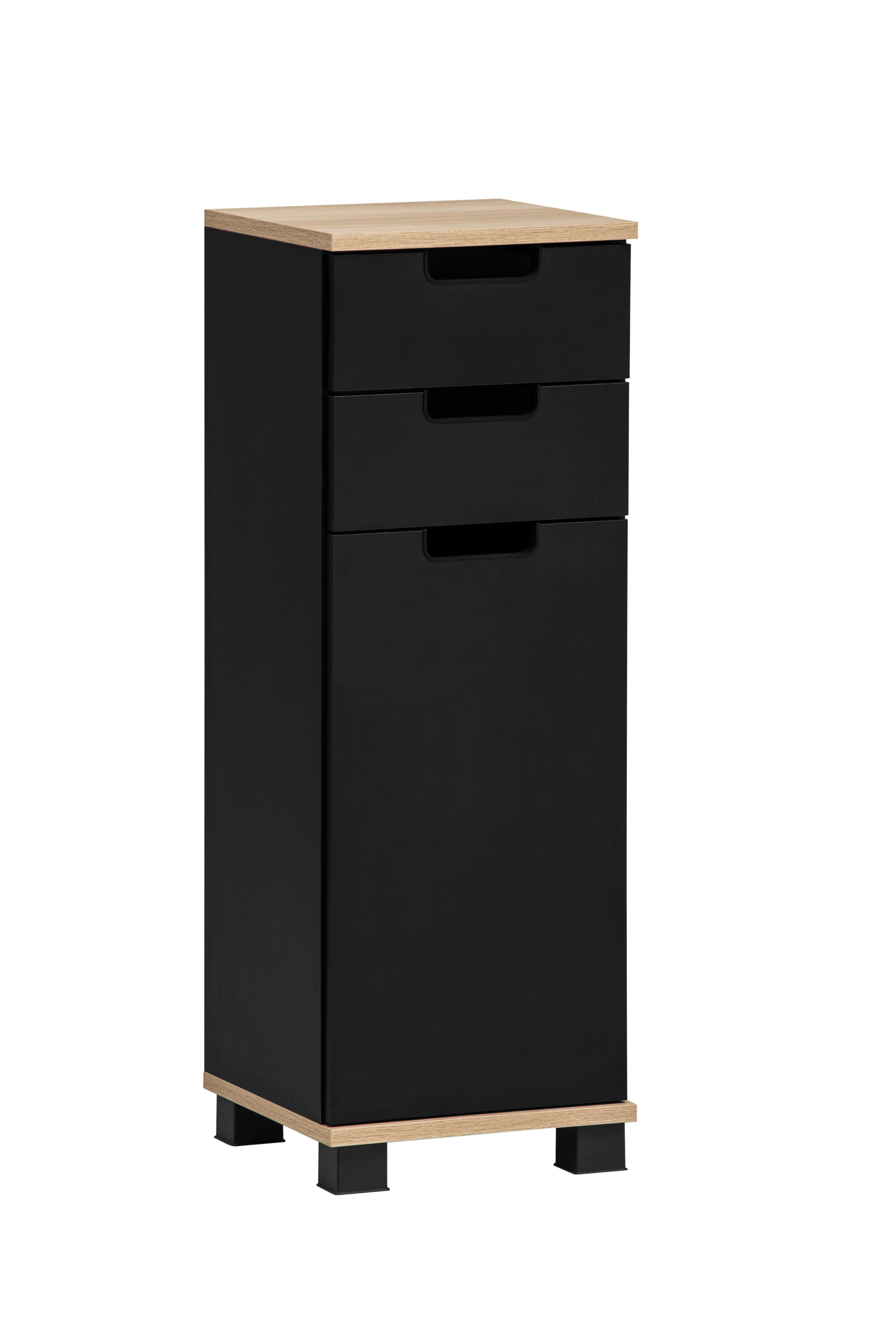 Schrank Emmik schwarz matt Eiche Eiche weiß Nachbildung B/H/T: ca. 30,3x88,1x32,6 cm Emmik - Eiche/schwarz (30,30/88,10/32,60cm) - Möbelpartner