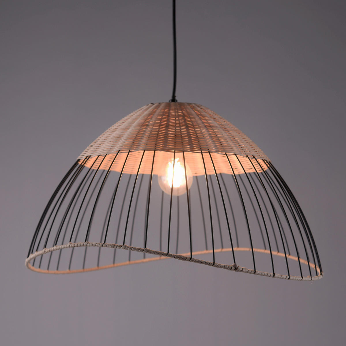 Just Light Pendelleuchte KORE 30207-79AO natur braun Holz Metall H/D: ca. 120x48 cm E27 1 Brennstellen KORE - braun/natur (48,00/120,00cm) - Just Light