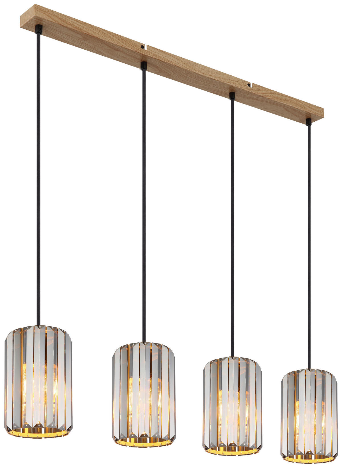 GLOBO Pendelleuchte RUN 30220446 schwarz braun Rauch Glas Metall B/H/L: ca. 88x120x13,5 cm E27 4 Brennstellen RUN - braun/schwarz (13,50/88,00/120,00cm) - GLOBO