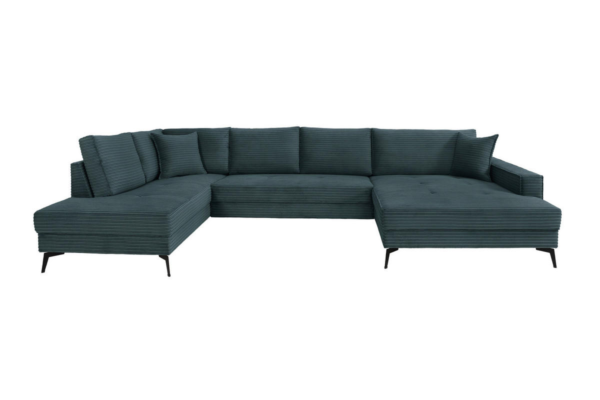 Wohnlandschaft Zero azur Microfaser B/H/T: ca. 362x86x195 cm Zero - schwarz/azur (362,00/86,00/195,00cm)