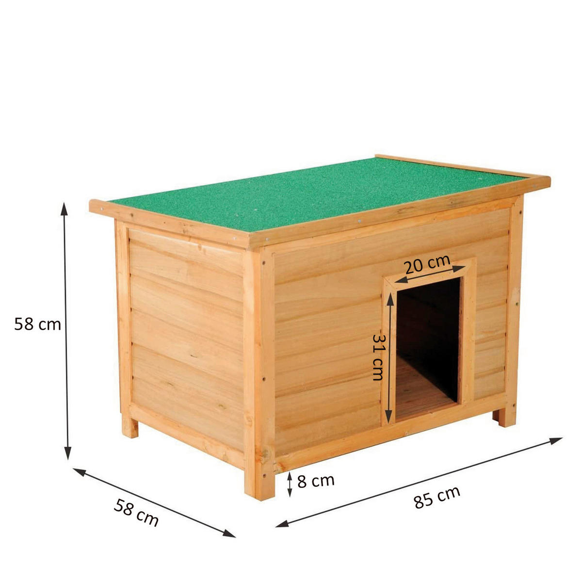 PawHut Hundehaus Hundehaus - natur/grün (85,00/58,00/58,00cm) - PawHut