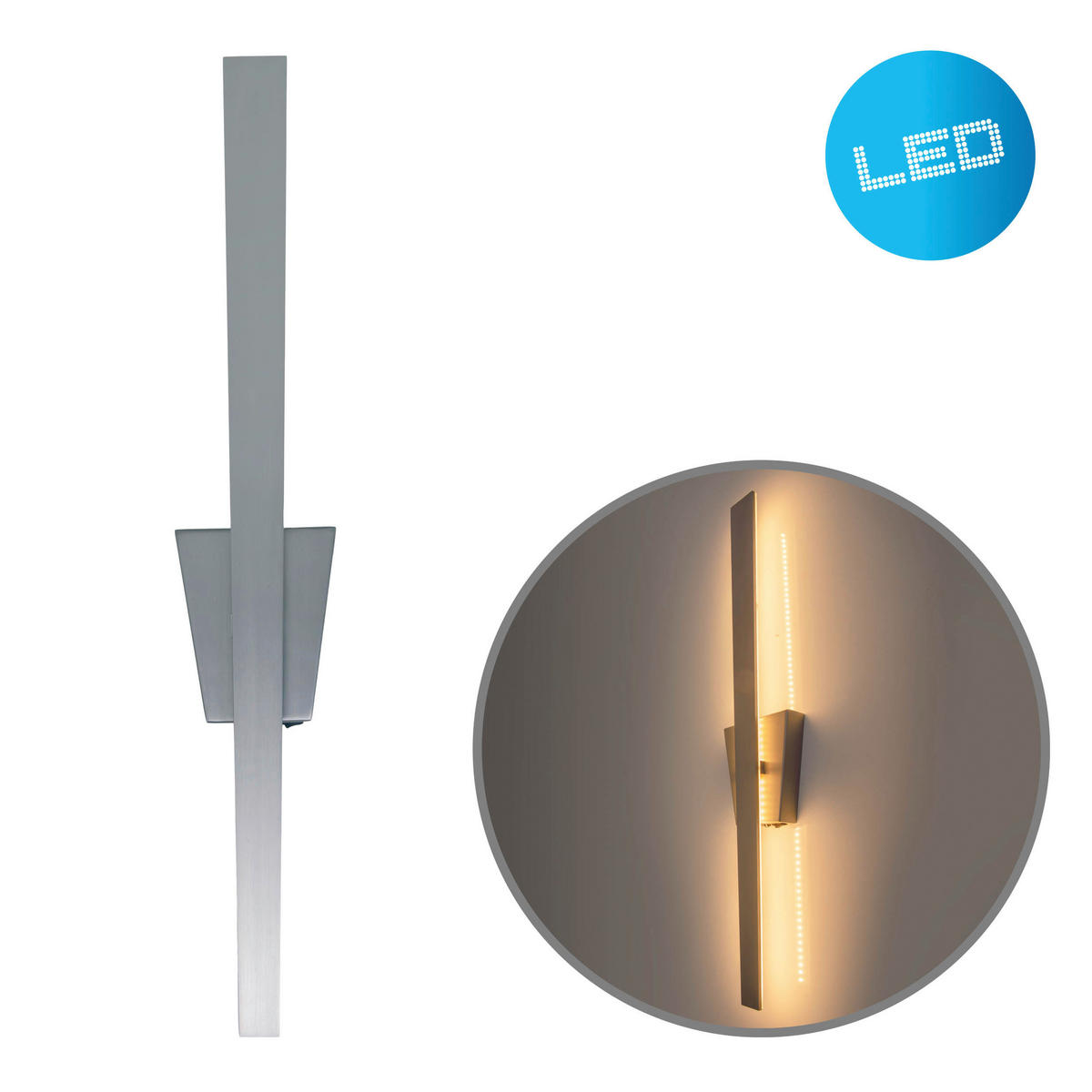 Näve Leuchten LED-Leuchten 1386750 nickel matt Metall Kunststoff B/H/T: ca. 4,5x62x10 cm 1 Brennstellen Trevor - nickel matt (4,50/62,00/10,00cm) - Näve Leuchten