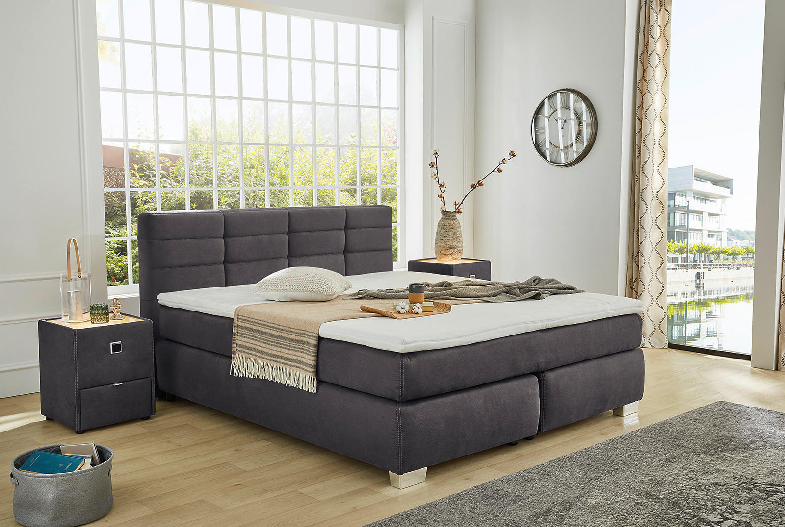 Boxspringbett  dunkelgrau Liegefläche B/L: ca. 180x200 cm Rabea_Mix_Boxspringbett - dunkelgrau (189,00/106,00/215,00cm)
