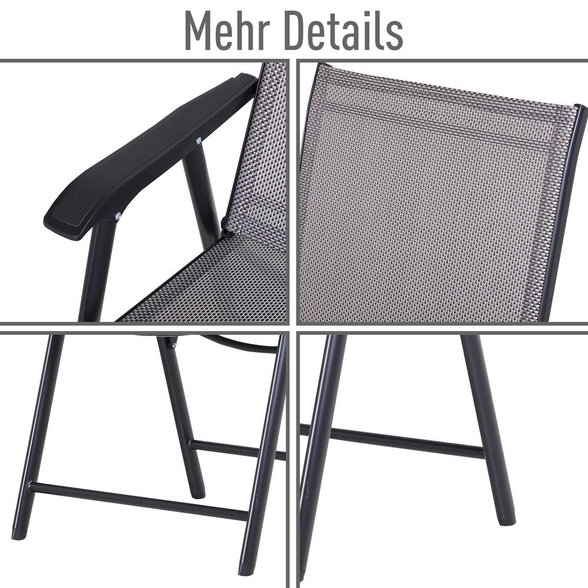 Outsunny Campingstuhl grau Metall B/H/T: ca. 58x94x64 cm Campingstuhl - grau (58,00/94,00/64,00cm) - Outsunny