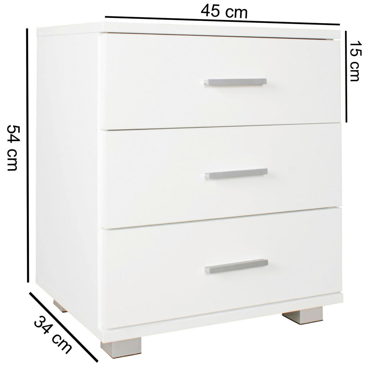 Nachtkonsole weiß B/H/T: ca. 34x54x45 cm Nachtkonsole LATINA - weiß (34,00/54,00/45,00cm) - Wohnling