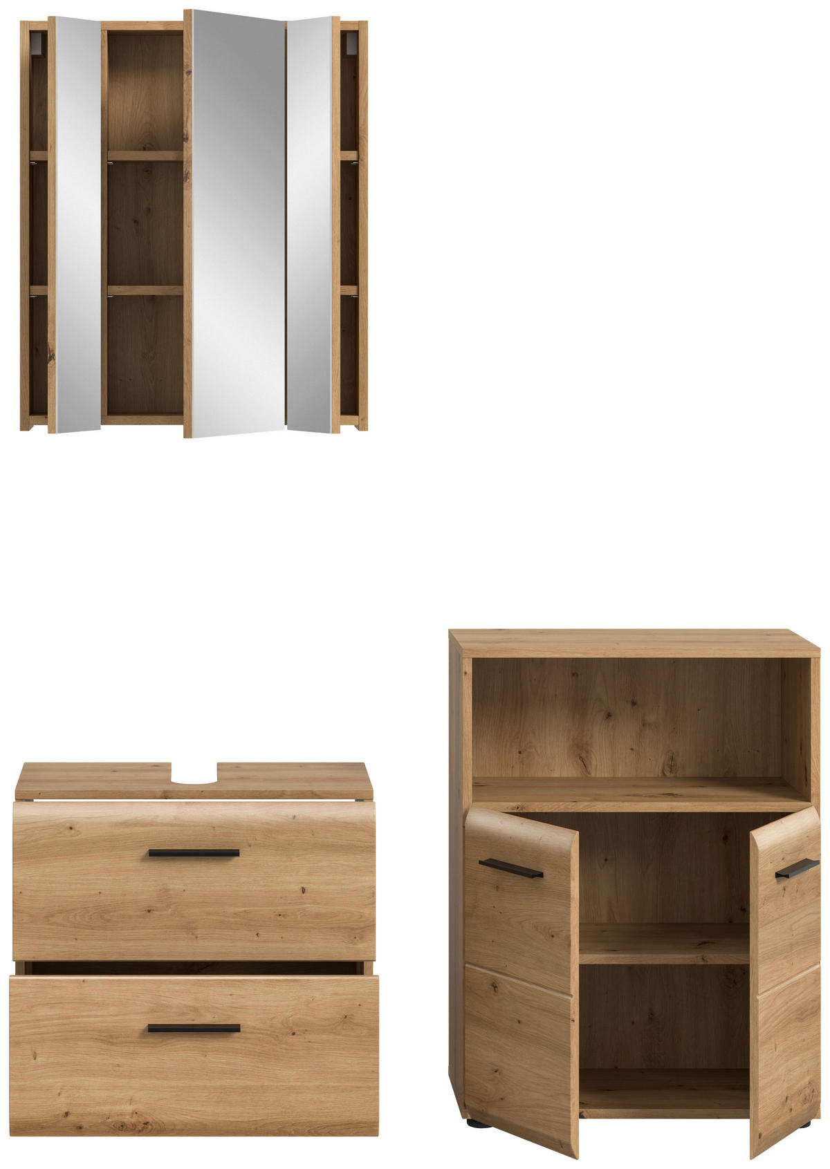 Badezimmer-Set Ice Artisan Oak Nachbildung B/H/T: ca. 135x185x30 cm Ice - (135,00/185,00/30,00cm) - xonox.home