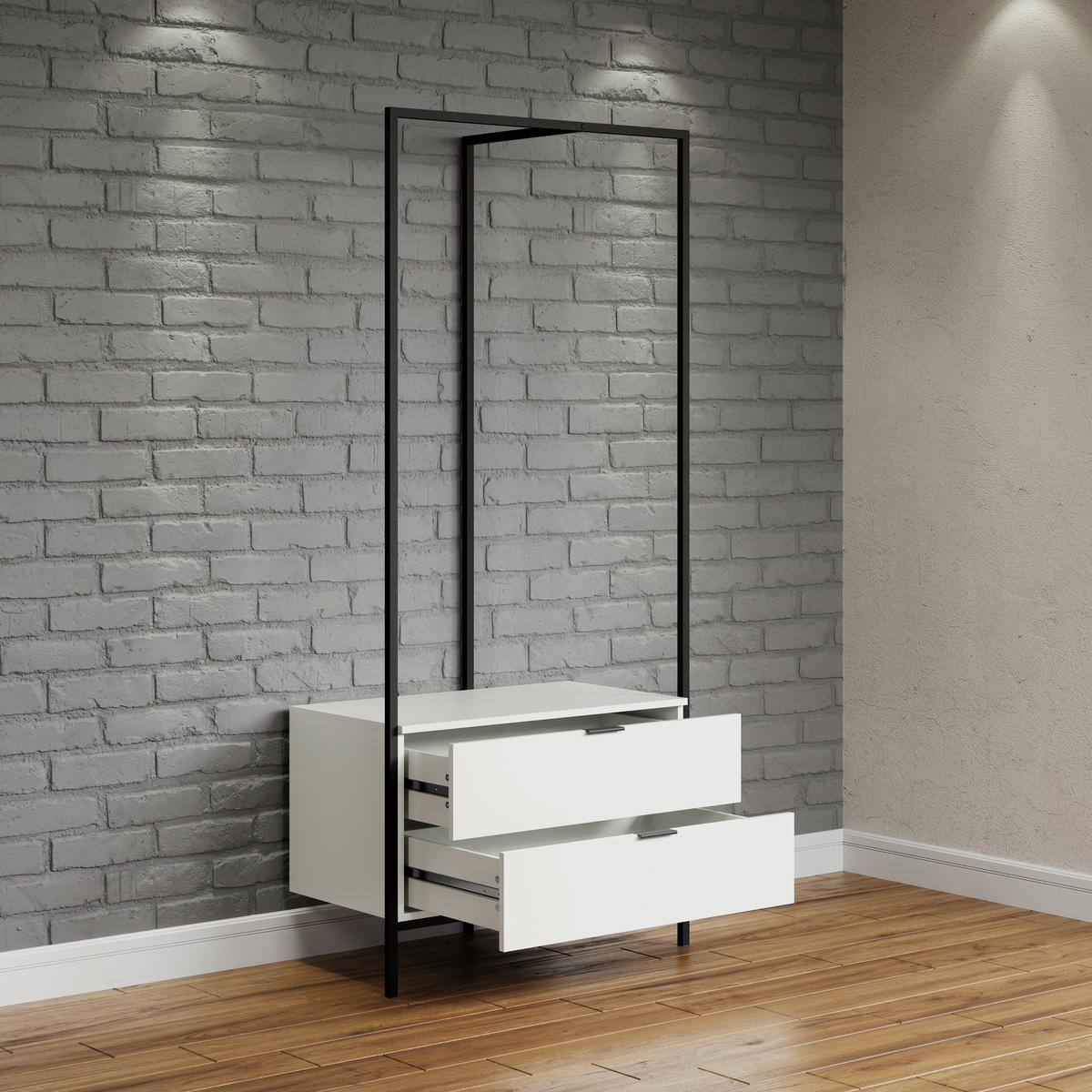 Garderobe Jody weiß matt schwarz B/H/T: ca. 85x190x47 cm Jody - weiß/schwarz (85,00/190,00/47,00cm) - Trendteam