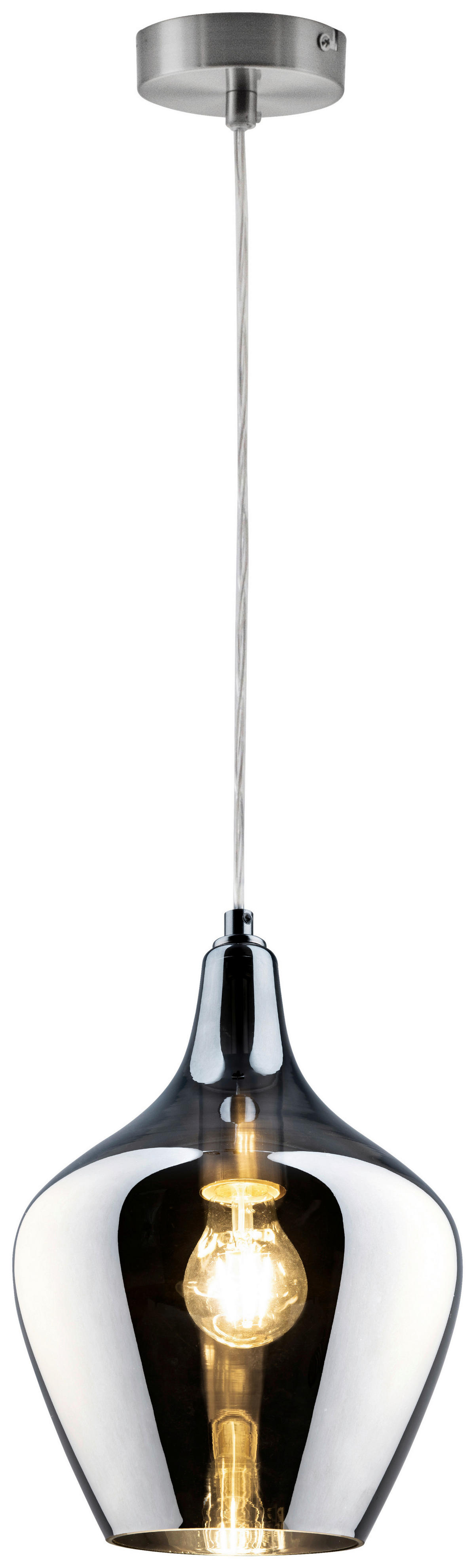 Nowa Pendelleuchte 30620102 nickel matt Metall Rauchglas H/D: ca. 150x22 cm E14 1 Brennstellen PASO - nickel matt (22,00/150,00cm) - Nowa