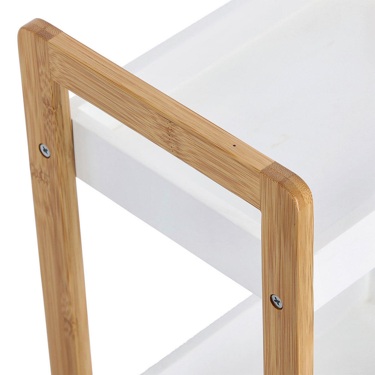 Standregal weiß Bambus B/H/T: ca. 28x74x20 cm Standregal_mit_3_Ablagefächern - weiß (28,00/74,00/20,00cm) - Zeller