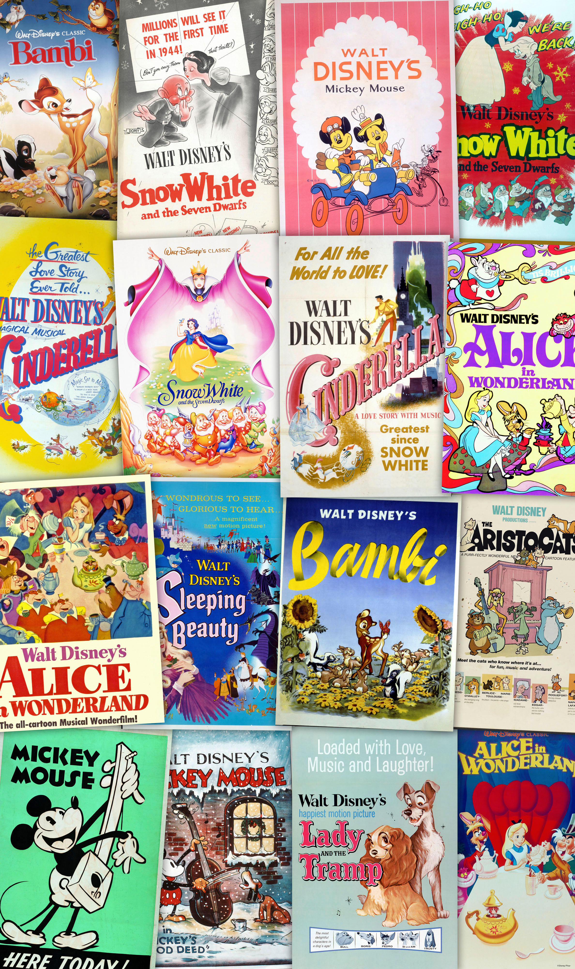 Komar Fototapete Disney Movie Posters Retro Girls B/L: ca. 120x200 cm Disney Movie Posters Retro Girls - (120,00/200,00cm) - Komar