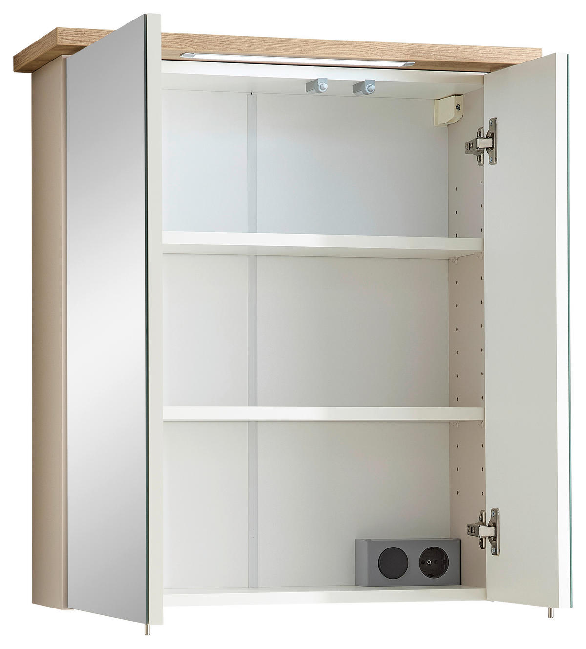 Spiegelschrank Quickset 966 Rivera Eiche Nachbildung creme B/H/T: ca. 60x72x20 cm Quickset 966 - creme/Rivera Eiche (60,00/72,00/20,00cm)