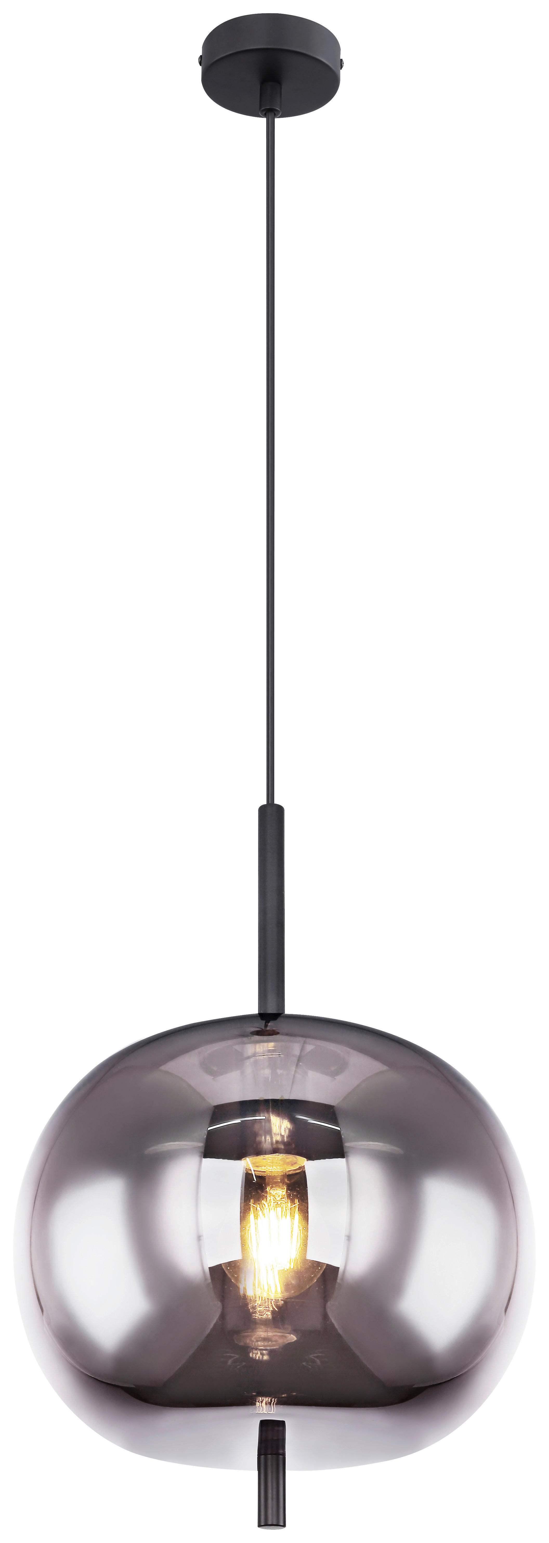 GLOBO Pendelleuchte Blacky 15345H1 schwarz Metall Rauchglas H/D: ca. 120x30 cm E27 1 Brennstellen Pendelleuchte_Blacky 1flg. - schwarz (30,00/120,00cm) - GLOBO