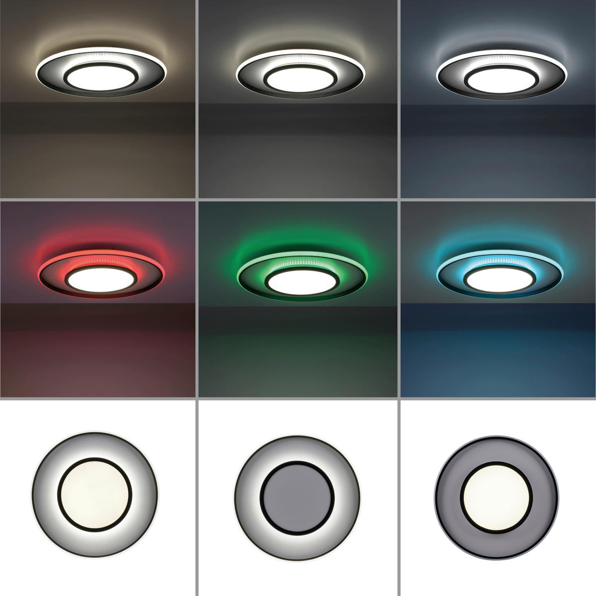 Just Light LED-Deckenleuchte ARENDA 11627-18 schwarz weiß Kunststoff Eisen Aluminium H/D: ca. 7,1x60 cm 1 Brennstellen ARENDA - weiß/schwarz (60,00/7,10cm) - Just Light