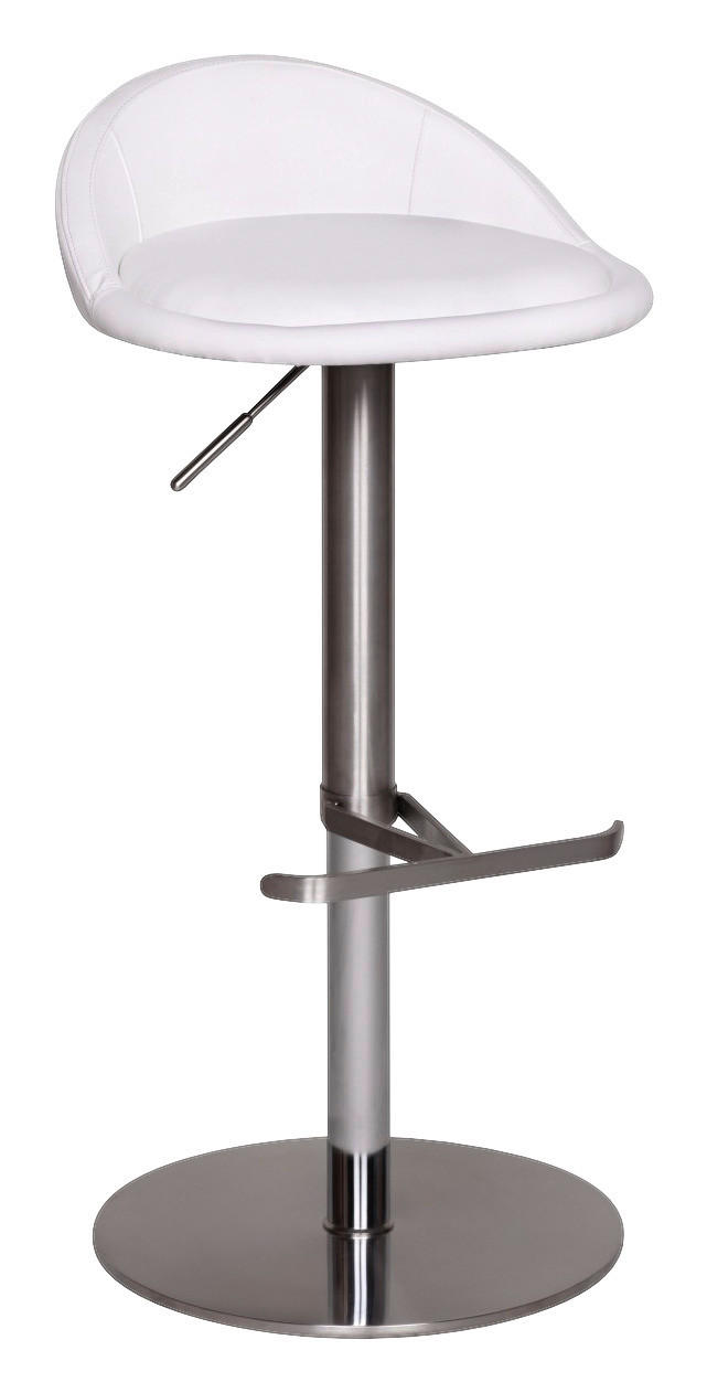 Barhocker weiß Edelstahl Kunstleder Edelstahl Edelstahl Barhocker - weiß/Edelstahl - Wohnling