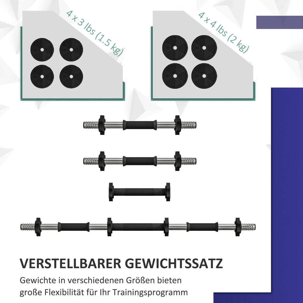 SPORTNOW Hantel & Kurzhanteln Set schwarz Kunststoff B/H/L: ca. 20x20x95 cm Hantel & Kurzhanteln Set - schwarz/grün (95,00/20,00/20,00cm) - SPORTNOW