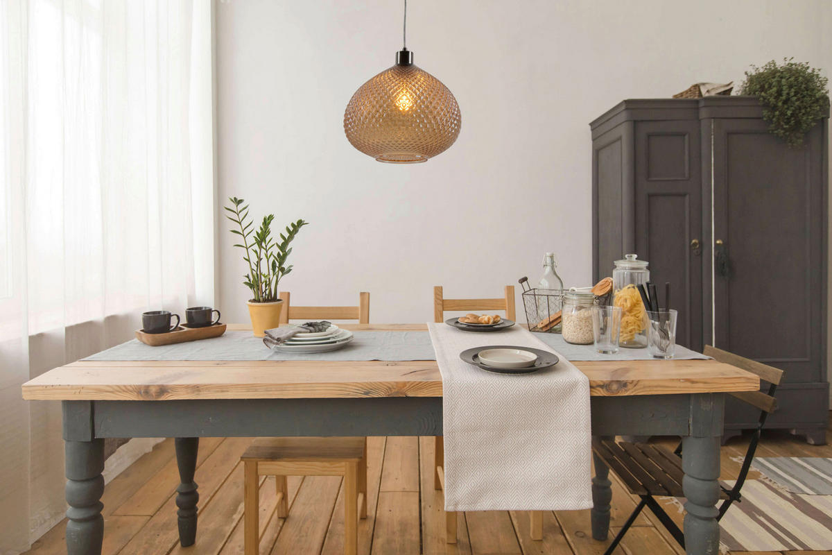 Näve Leuchten Pendelleuchte 6122614 braun Glas Kunststoff Metall B/H/T: ca. 29x130x29 cm E27 1 Brennstellen Surrat - braun (29,00/130,00/29,00cm) - Näve Leuchten
