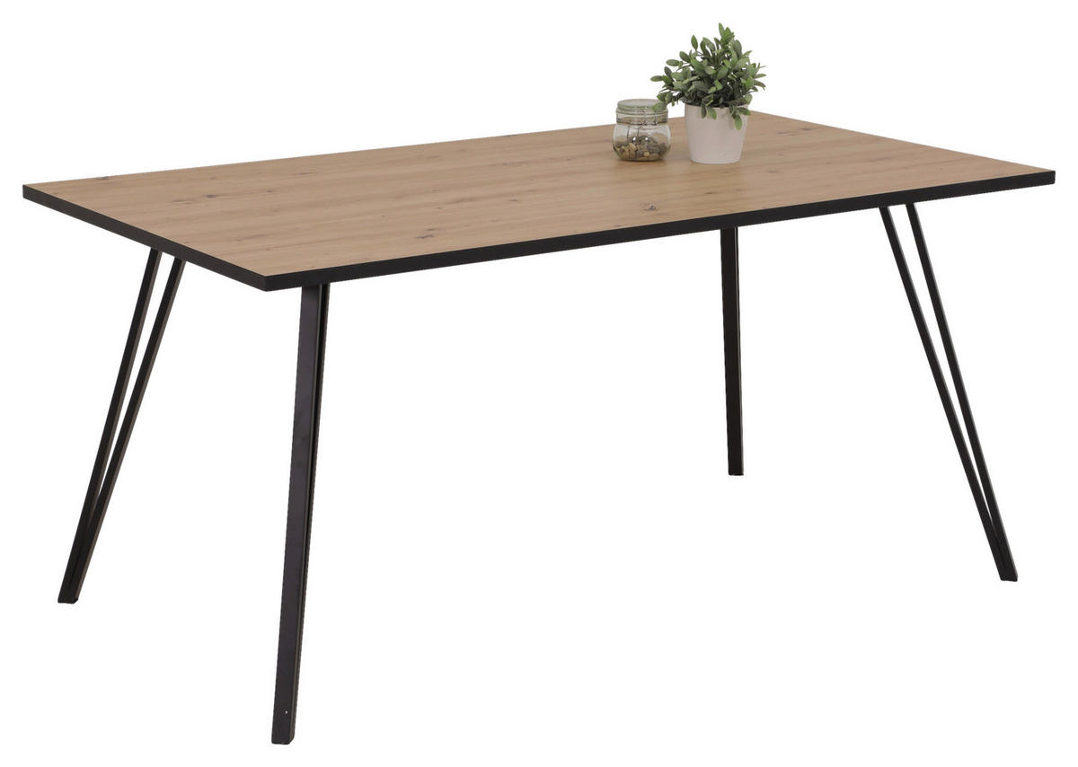 Esstisch OKSANA T Eiche Artisan Nachbildung B/H/T: ca. 160x76x90 cm OKSANA T - Eiche/schwarz (160,00/76,00/90,00cm) - Hela