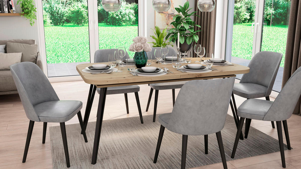 Tisch LIFE Eiche Artisan Nachbildung B/H/T: ca. 160x76x90 cm LIFE - Eiche/schwarz (160,00/76,00/90,00cm) - byLIVING