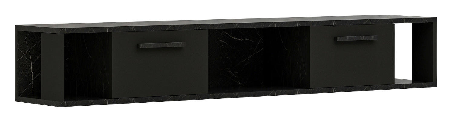 TV-Lowboard Aldora schwarz Marmoroptik B/H/T: ca. 160x30x30 cm Aldora - schwarz/Marmoroptik (160,00/30,00/30,00cm) - moebel17