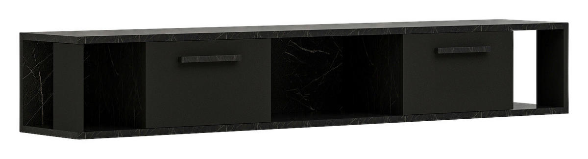 TV-Lowboard Aldora schwarz Marmoroptik B/H/T: ca. 160x30x30 cm Aldora - schwarz/Marmoroptik (160,00/30,00/30,00cm) - moebel17