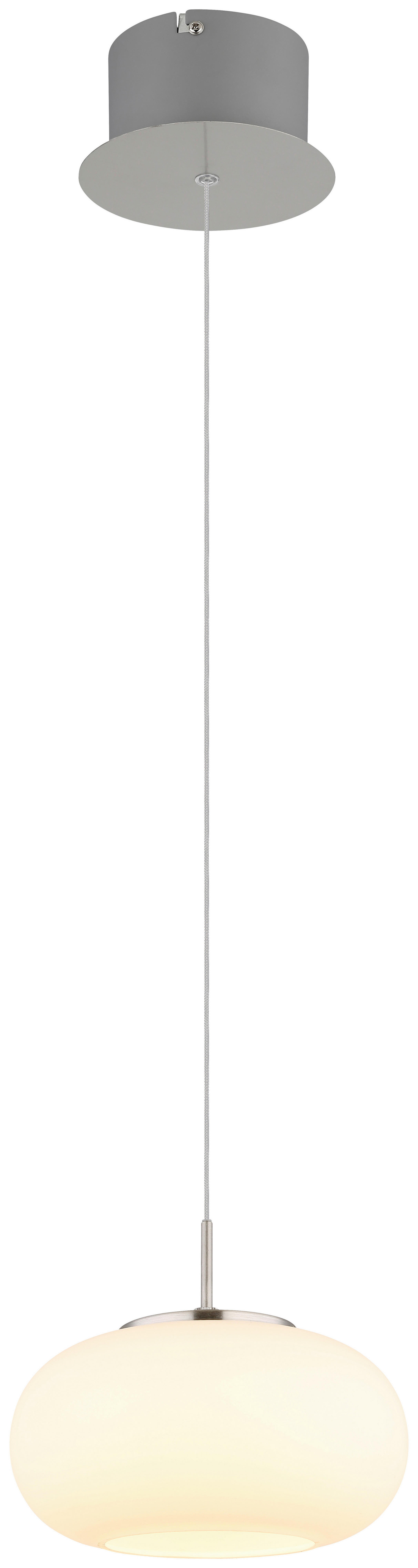 GLOBO LED-Pendelleuchte nickel matt Opal transparent Glas Metall H/D: ca. 150x20 cm 1.0 Brennstellen QUINTARA - nickel matt/Opal (20,00/150,00cm) - GLOBO