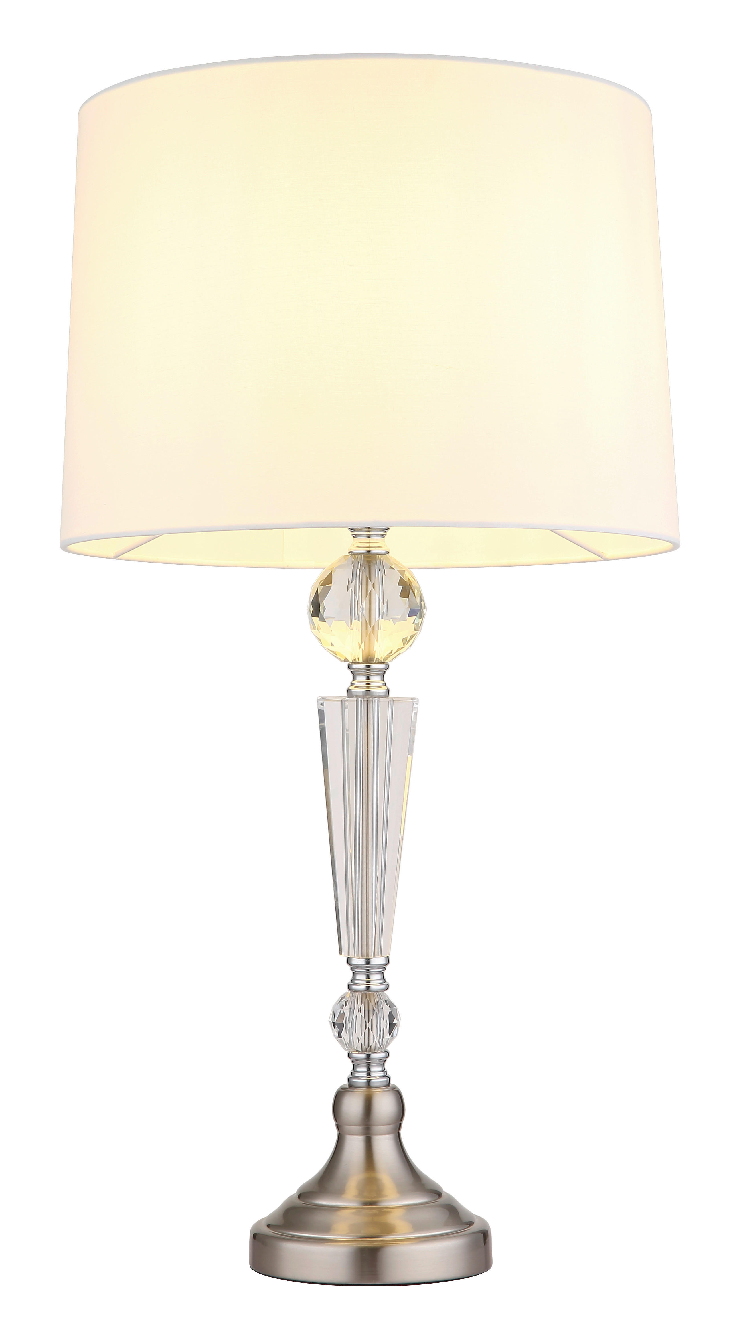 GLOBO Tischleuchte ARRO 24146W nickel weiß Metall Textil Kunststoff H/D: ca. 66x35 cm E27 1 Brennstellen ARRO - nickel/weiß (35,00/66,00cm) - GLOBO