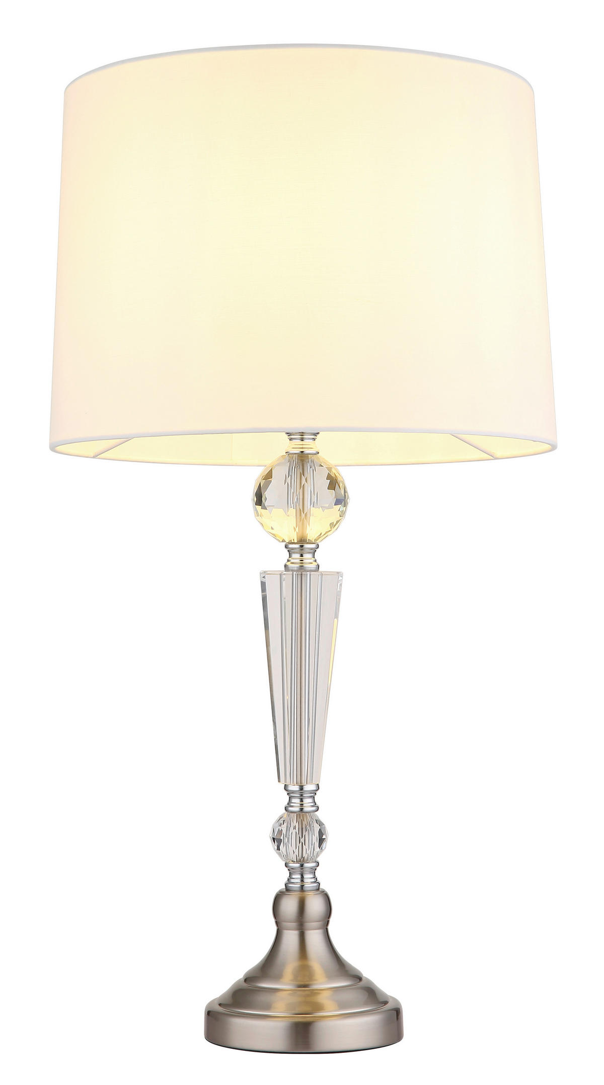 GLOBO Tischleuchte ARRO 24146W nickel weiß Metall Textil Kunststoff H/D: ca. 66x35 cm E27 1 Brennstellen ARRO - nickel/weiß (35,00/66,00cm) - GLOBO