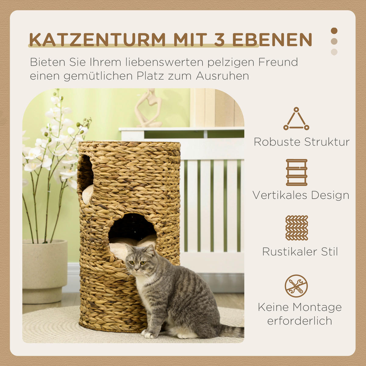 PawHut Kratztonne braun Stahl B/H/L: ca. 40x73x40 cm Kratztonne - braun (40,00/40,00/73,00cm) - PawHut