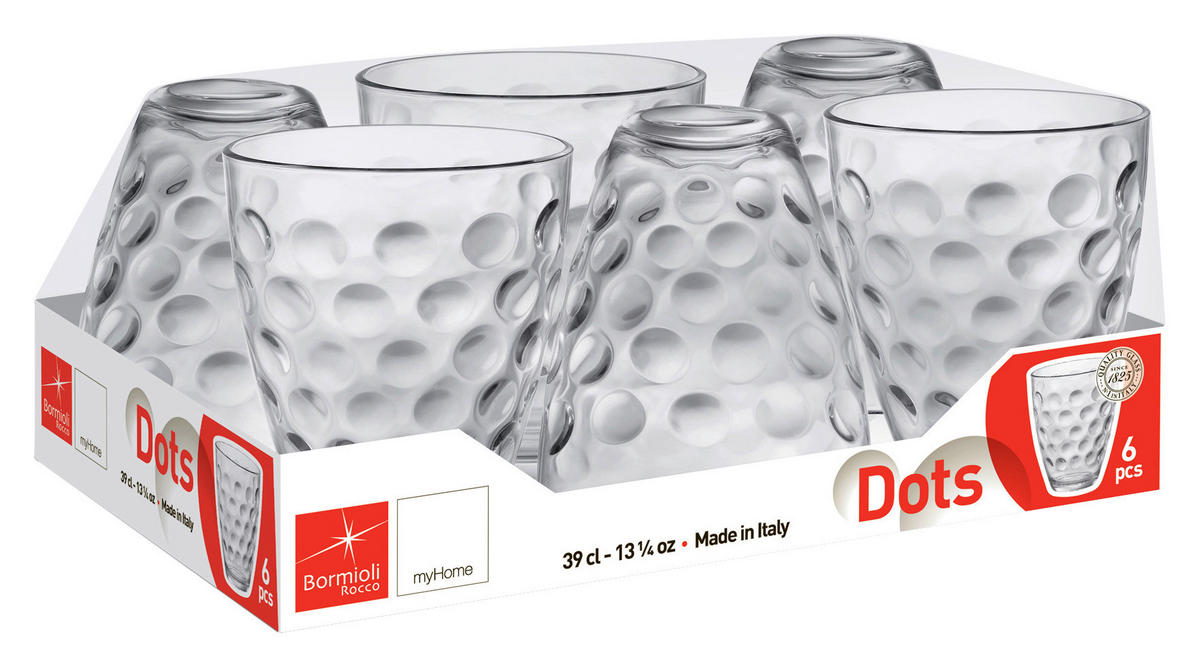 Bormioli Longdrinkbecher Longdrinkbecher_Dots_6erPack - Bormioli