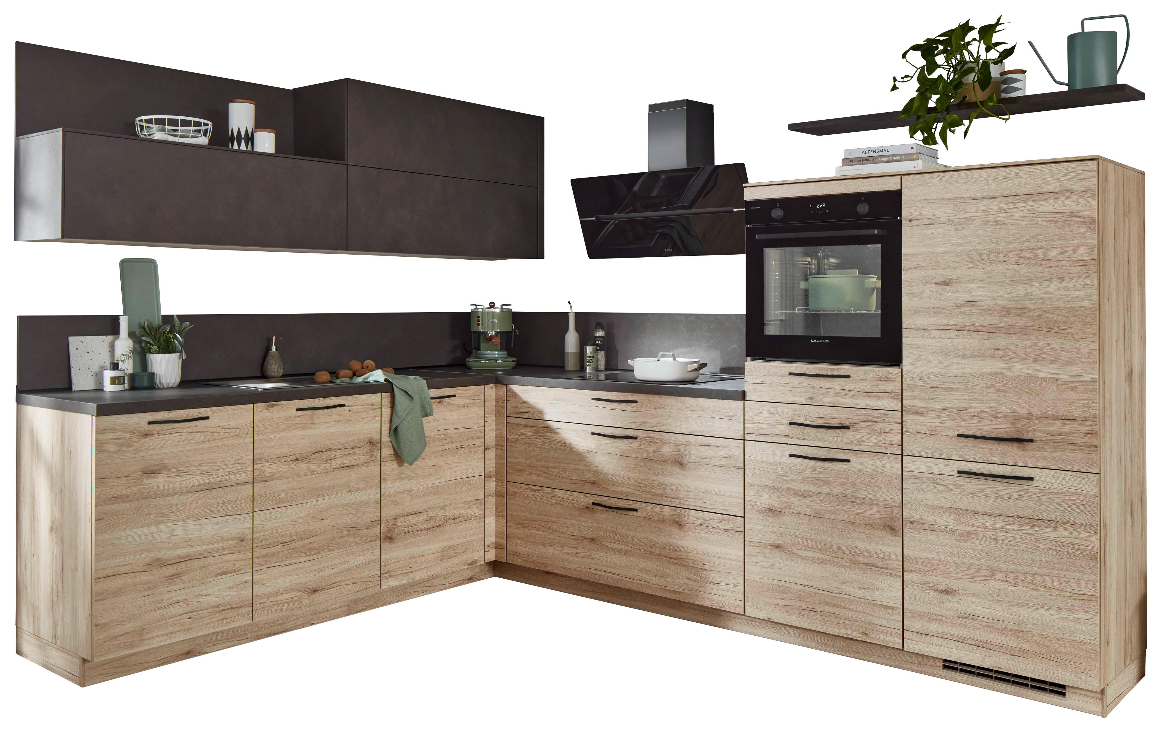 nobilia Winkelküche Riva Eiche San-Remo Nachbildung B/T: ca. 305x245 cm Riva - Eiche/Beton (305,00/245,00cm) - nobilia
