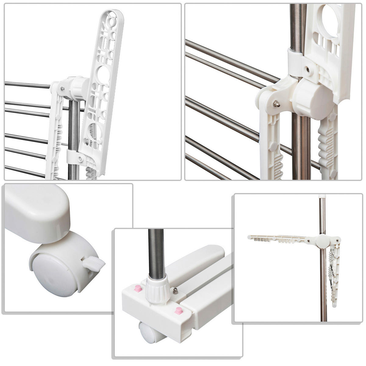 HOMCOM Wäscheständer silber Wäscheständer_mobil - silber (142,00/55,00/152,00cm) - HOMCOM