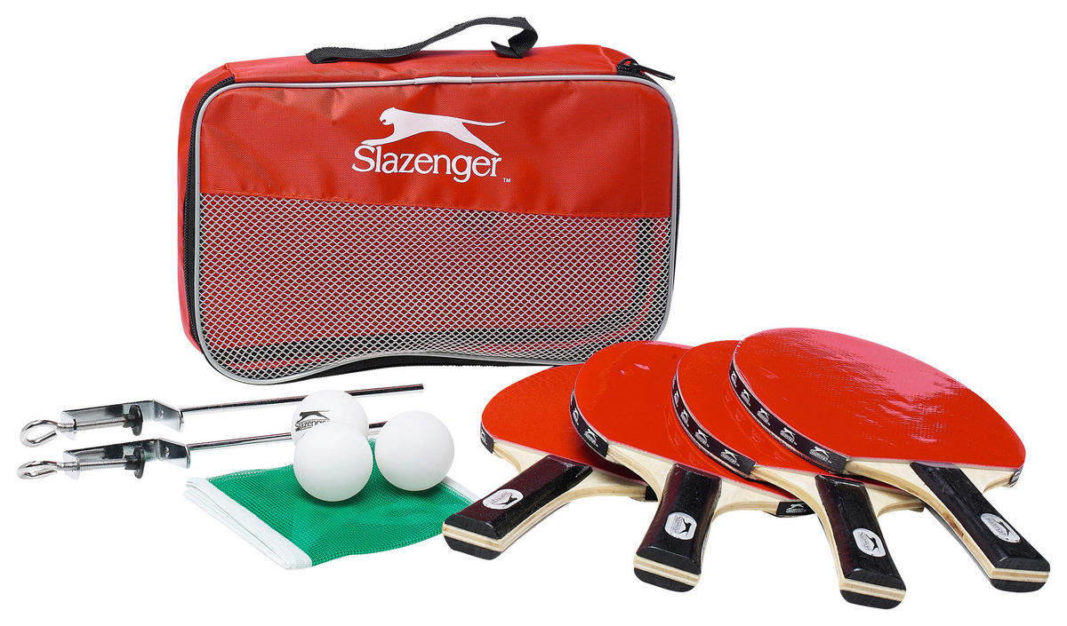 SLAZENGER Tischtennis-Set B/H/L: ca. 18x4x27 cm Tischtennisset_10tlg. - rot/schwarz (27,00/18,00/4,00cm) - SLAZENGER