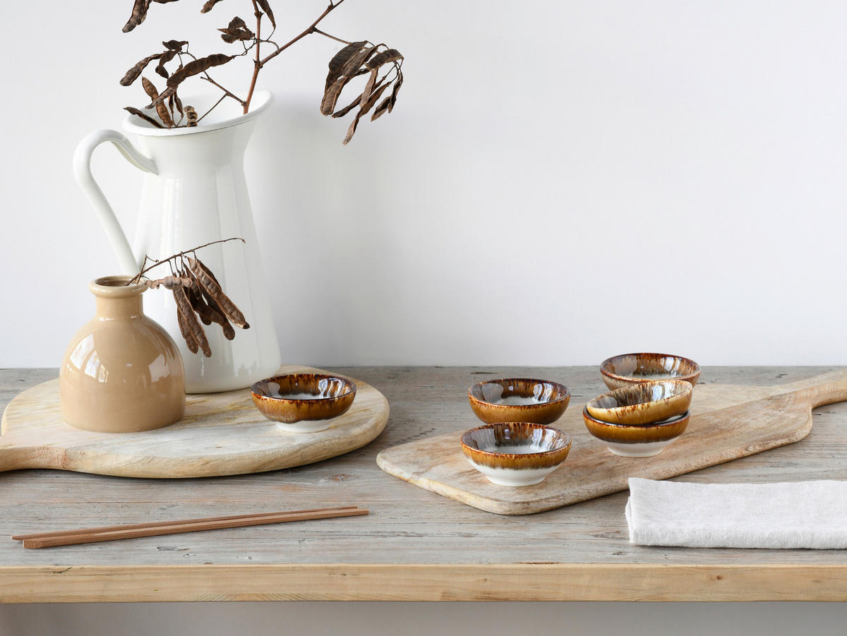 CreaTable Dipschalen-Set Cascade braun Steinzeug Cascade - braun - CreaTable