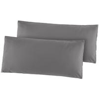 Kissenhülle Renforce Kissenbezug-Renforce_2erPack 40x80 - stahlgrau (40,00/80,00cm)