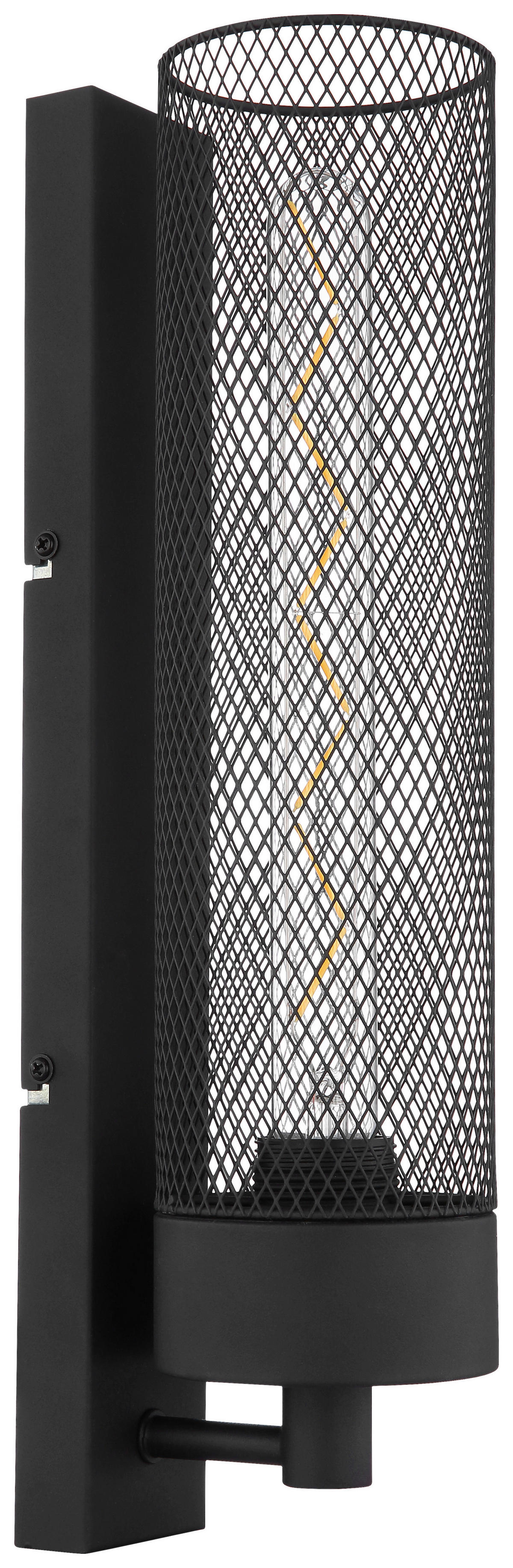 GLOBO Wandleuchte mattschwarz Metall B/H: ca. 9,5x41 cm E27 1 Brennstellen HANS - mattschwarz (9,50/41,00cm) - GLOBO