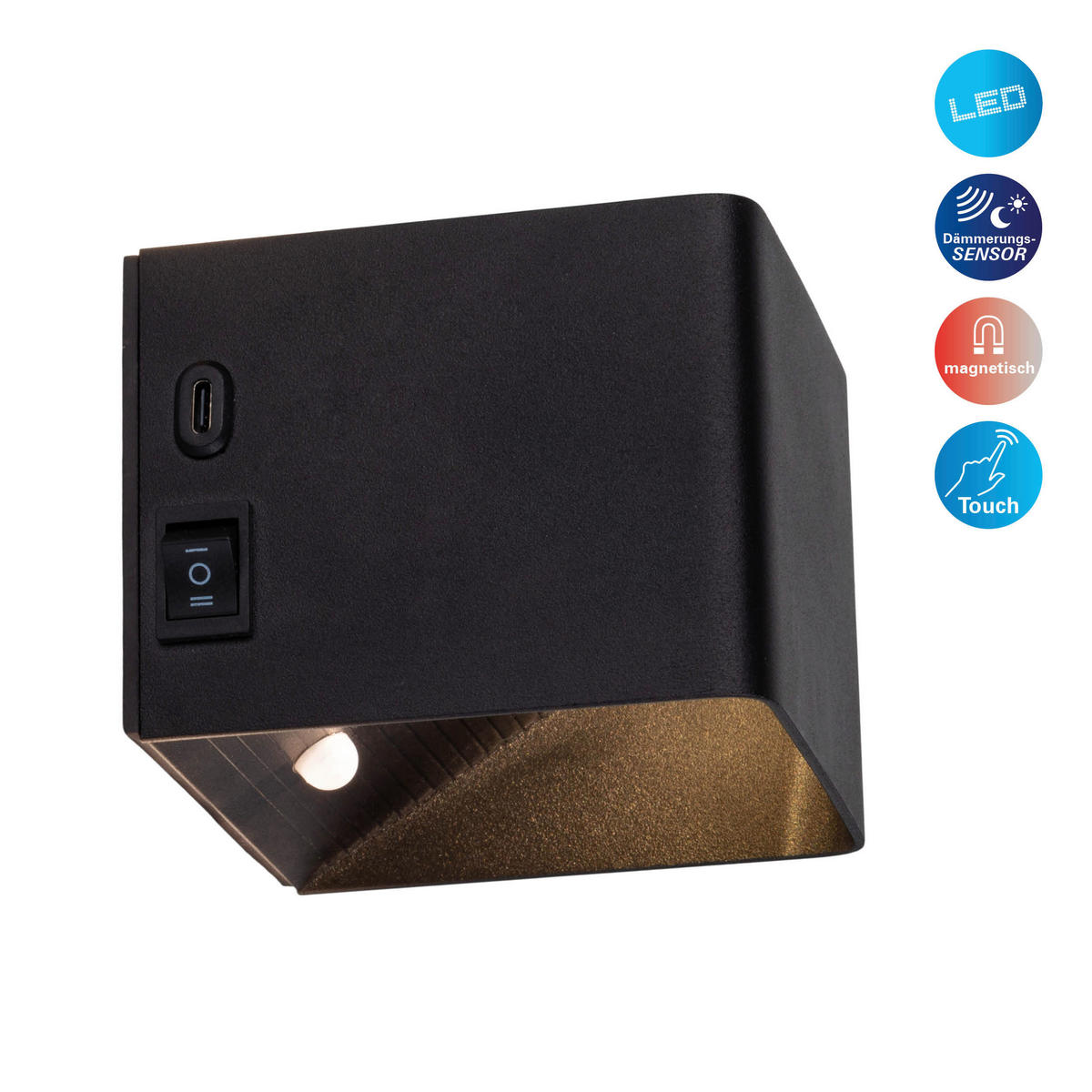 Näve Leuchten LED-Wandleuchte schwarz Metall B/H/T: ca. 10x8x10 cm CUBE - schwarz (10,00/8,00/10,00cm) - Näve Leuchten