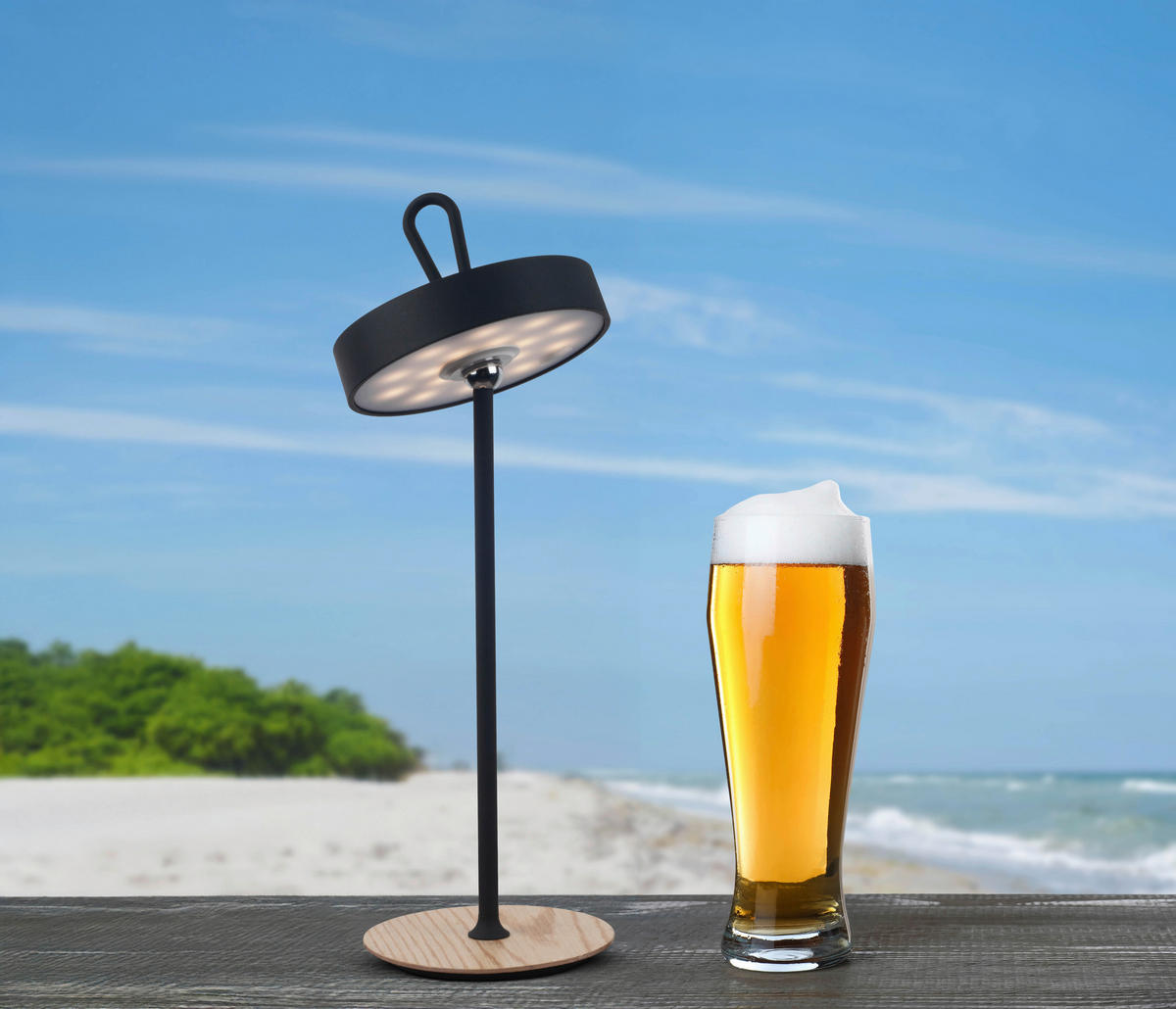 Näve Leuchten LED-Tischleuchte schwarz Kunststoff Holz Metall B/H/T/D: ca. 13x36x13x13 cm ELLI - schwarz (13,00/36,00/13,00cm) - Näve Leuchten