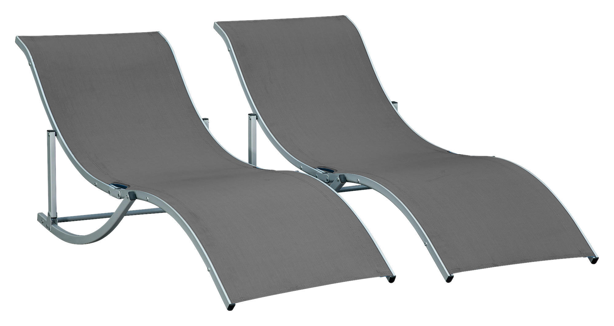 Outsunny Gartenliege 2er Set dunkelgrau Aluminium B/H/L: ca. 61x63x165 cm Gartenliege_2erSet - dunkelgrau (165,00/61,00/63,00cm) - Outsunny