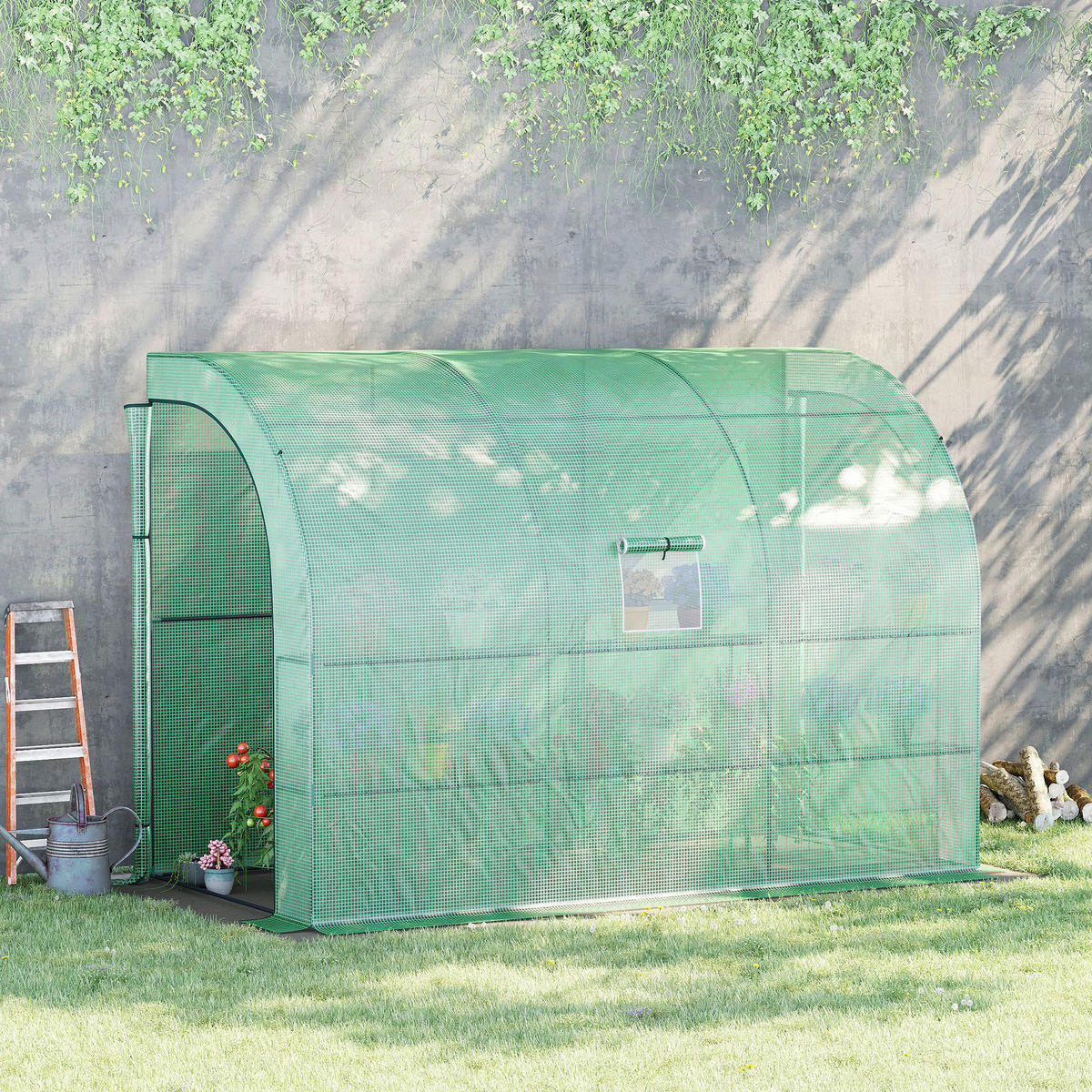 Outsunny Gewächshaus B/H/L: ca. 150x213x300 cm Gewächshaus - grün (300,00/150,00/213,00cm) - Outsunny