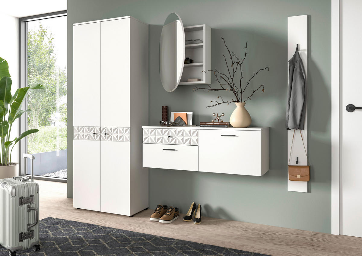 Garderobe Prisma weiß weiß Hochglanz B/H/T: ca. 226x192x34 cm Prisma - weiß (226,00/192,00/34,00cm) - xonox.home