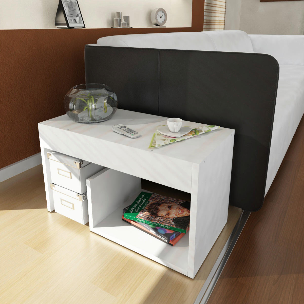 Beistelltisch Sister weiß Spanplatte B/H/T: ca. 35x60x29 cm Sister - weiß (35,00/60,00/29,00cm) - moebel17
