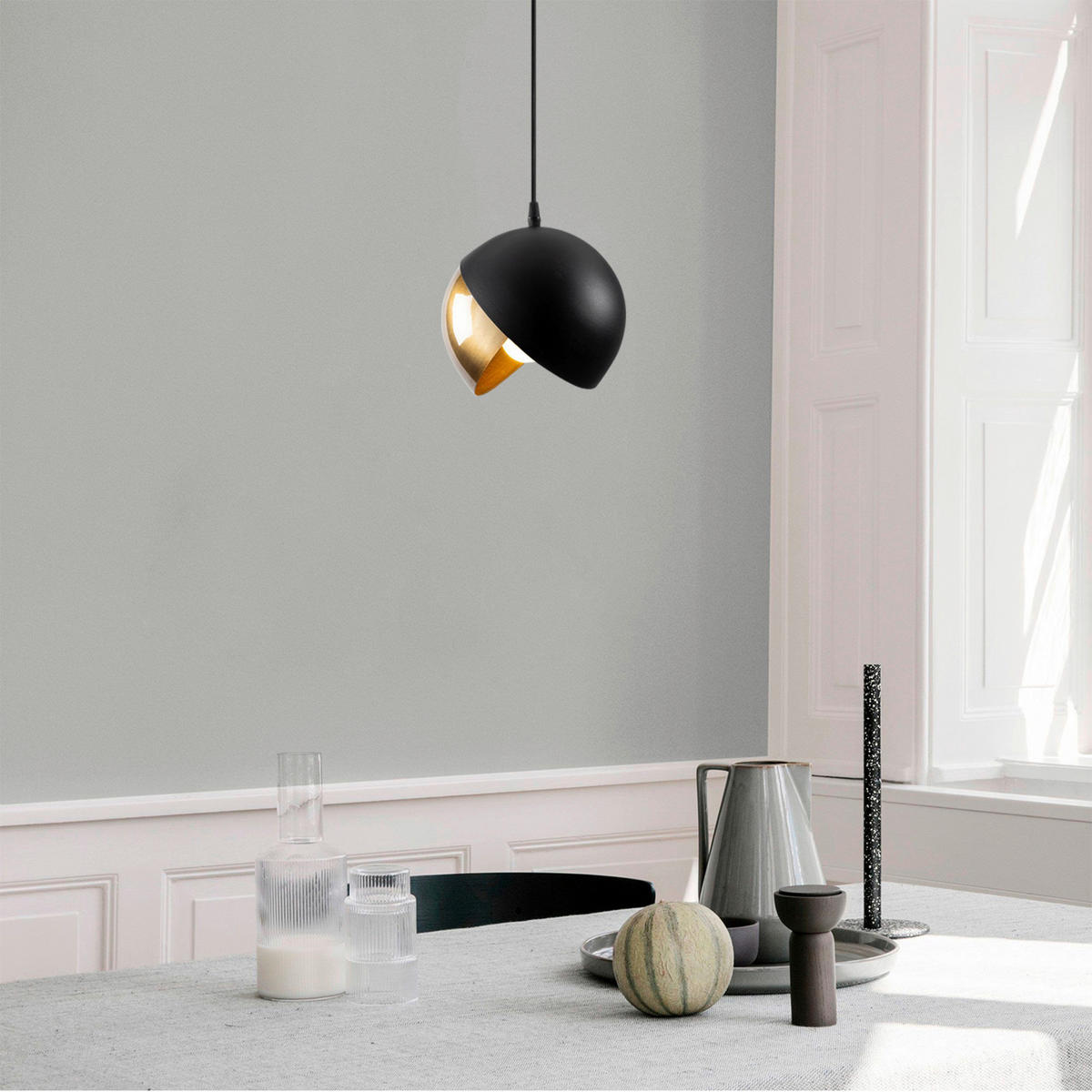 Opviq Pendelleuchte Berceste schwarz gold Metall B/H/T/L/D: ca. 20x114x20x20x20 cm E27 1 Brennstellen Berceste - gold/schwarz (20,00/20,00/114,00cm) - Opviq