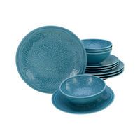CreaTable Tafelservice Orient Mandala aqua Porzellan 12 tlg. Orient Mandala - aqua - CreaTable