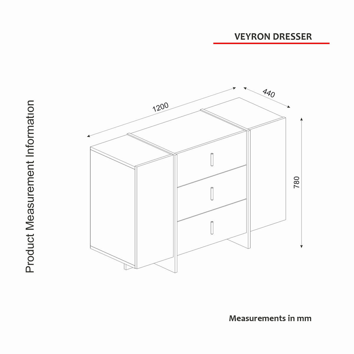 Kommode Veyron weiß B/H/T: ca. 120x78x44 cm Veyron - weiß (120,00/78,00/44,00cm) - moebel17