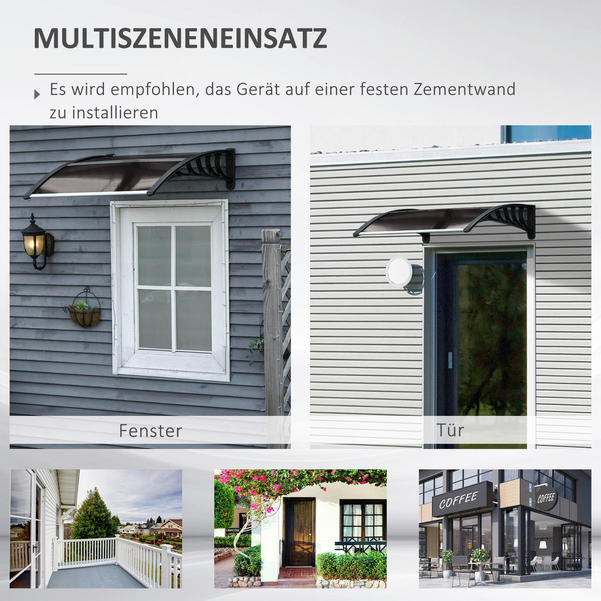 Outsunny Pultvordach braun B/H/L: ca. 96,5x27x103 cm Pultvordach - braun/schwarz (103,00/96,50/27,00cm) - Outsunny