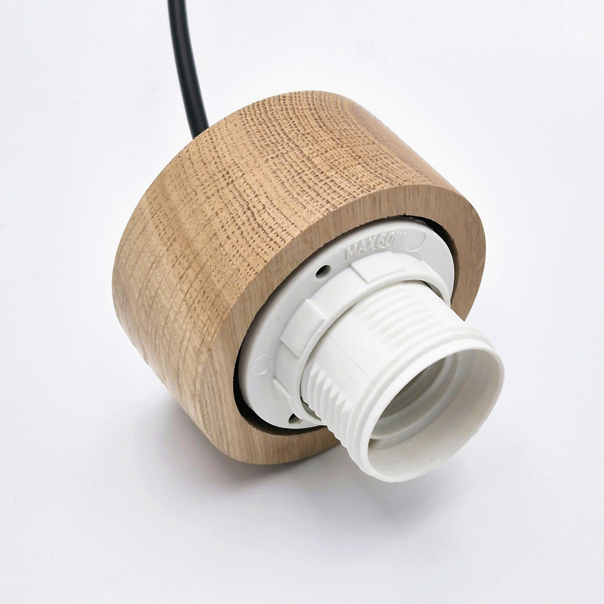 Lamkur Hängeleuchte Eiche weiß Glas Holz B/H/L: ca. 30x102x30 cm 1.0 Brennstellen HARMONY - Eiche/weiß (30,00/30,00/102,00cm) - Lamkur