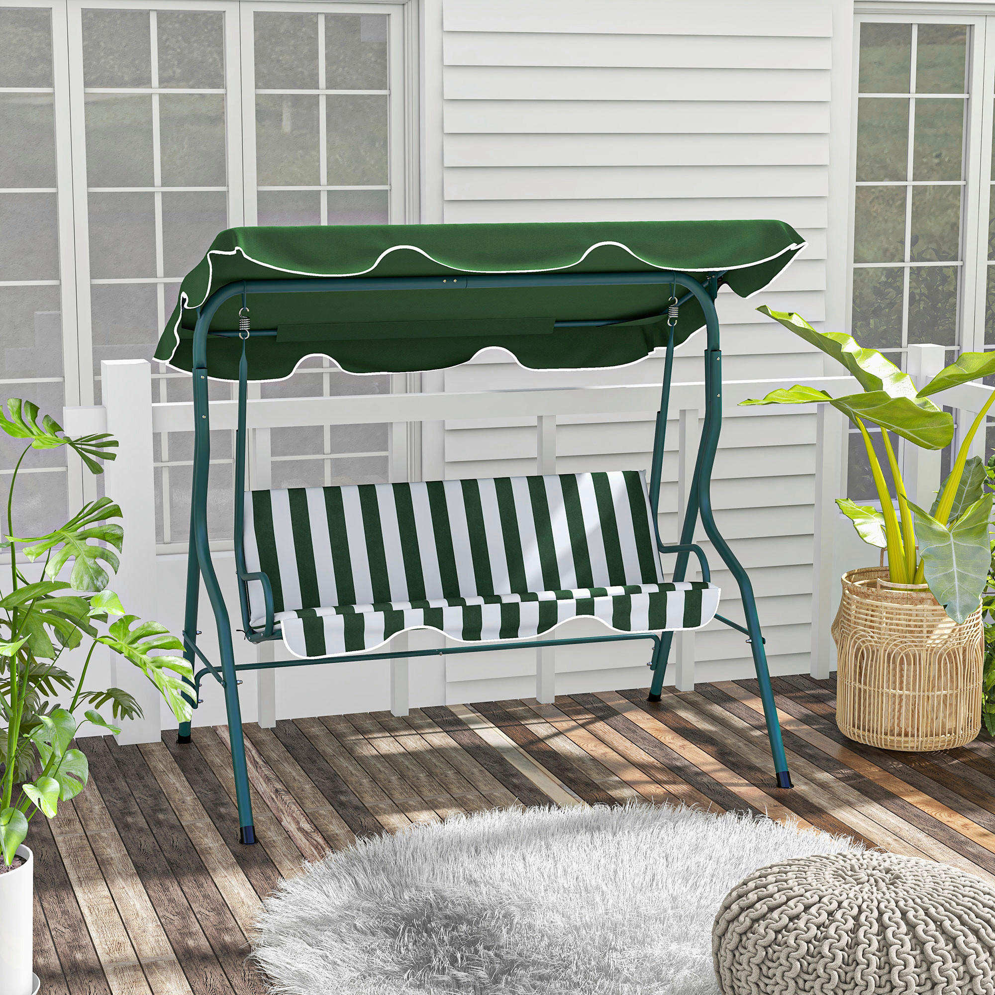 Outsunny Hollywoodschaukel grün Polyester B/H/L: ca. 110x170x153 cm Hollywoodschaukel - grün (153,00/110,00/170,00cm) - Outsunny