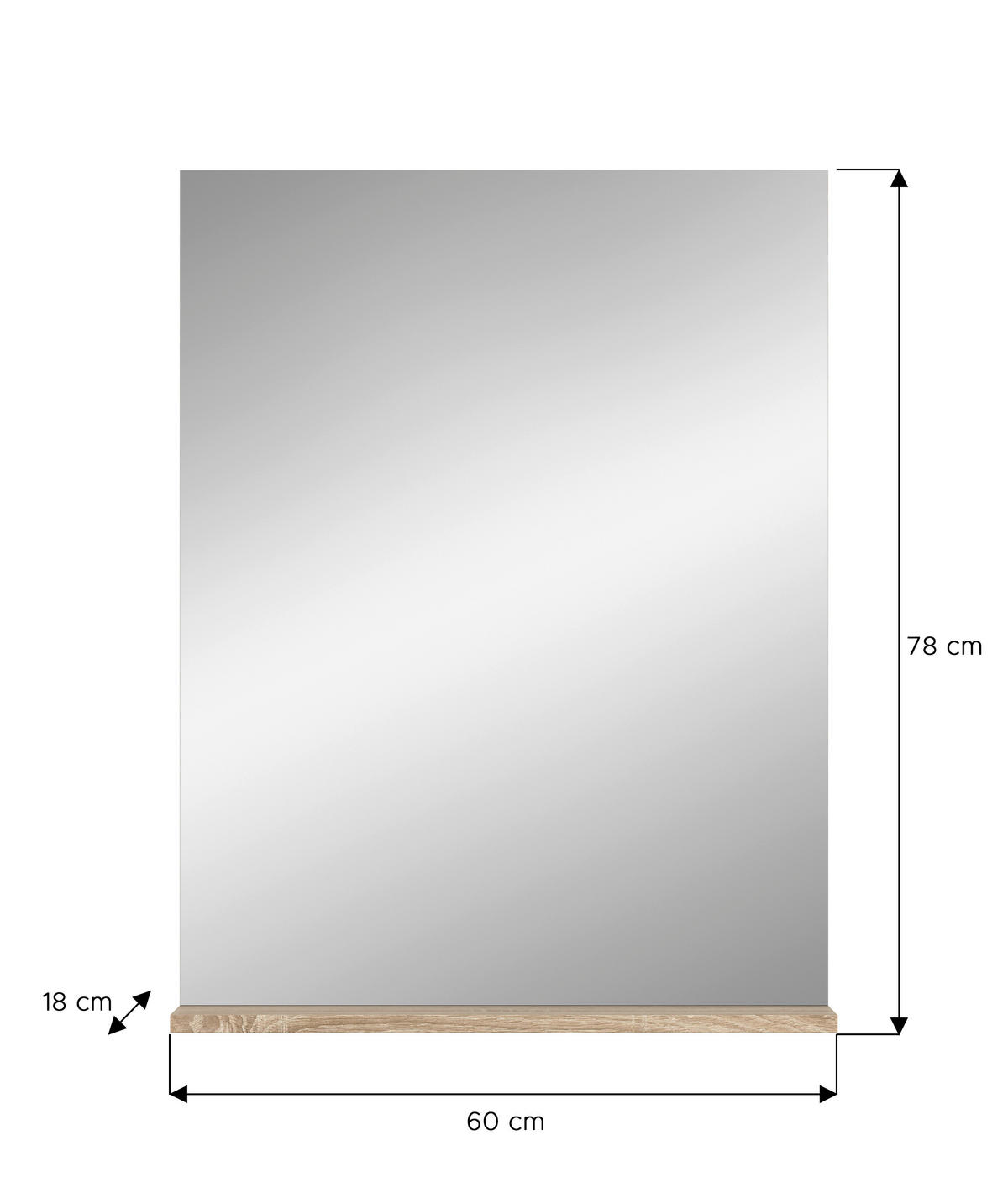 Badspiegel Lambada Eiche Sonoma Nachbildung weiß Hochglanz B/H/T: ca. 60x79x18 cm Lambada - Eiche/weiß (60,00/79,00/18,00cm) - xonox.home
