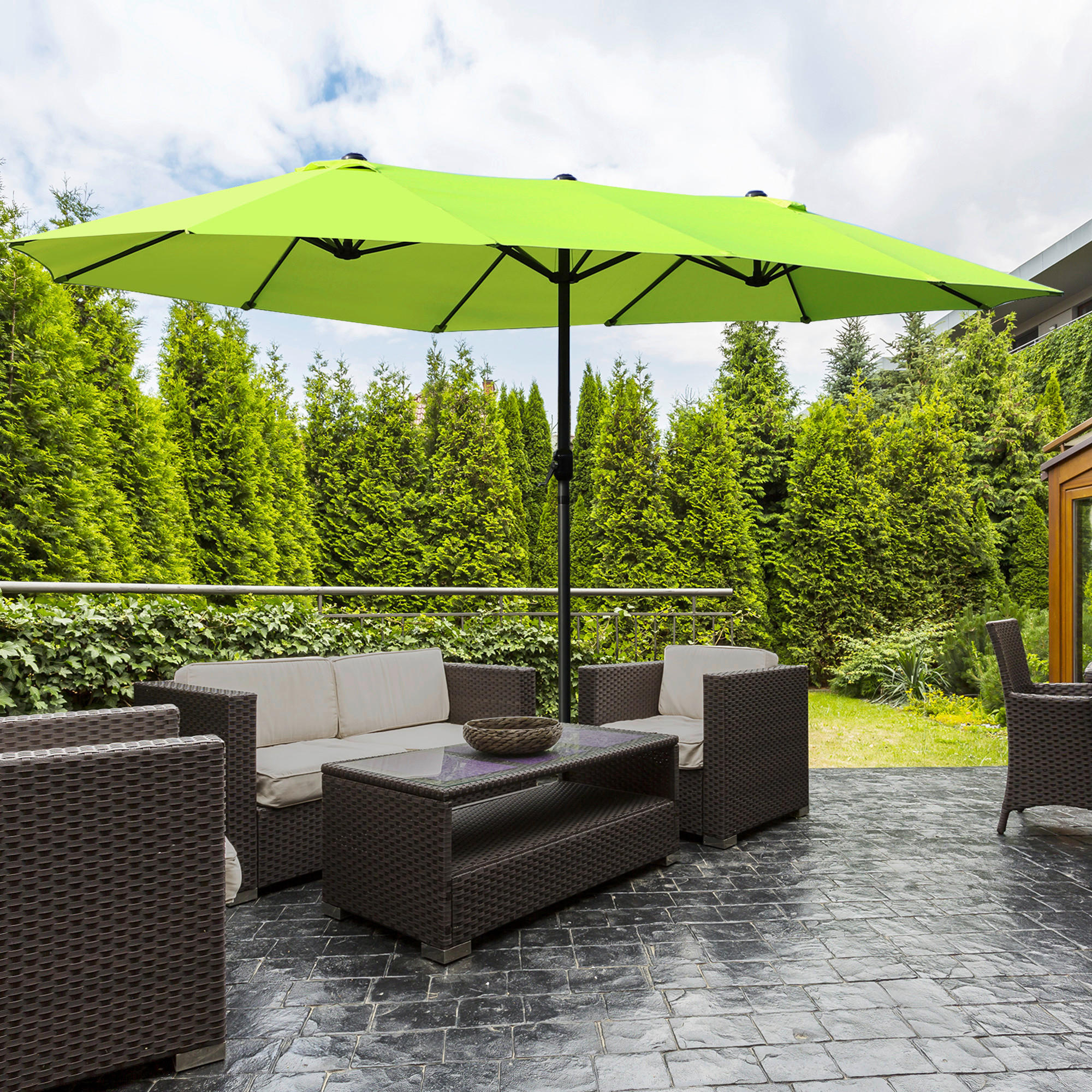 Outsunny Sonnenschirm grün Stahl B/H/L: ca. 270x240x460 cm Sonnenschirm - grün (460,00/270,00/240,00cm) - Outsunny